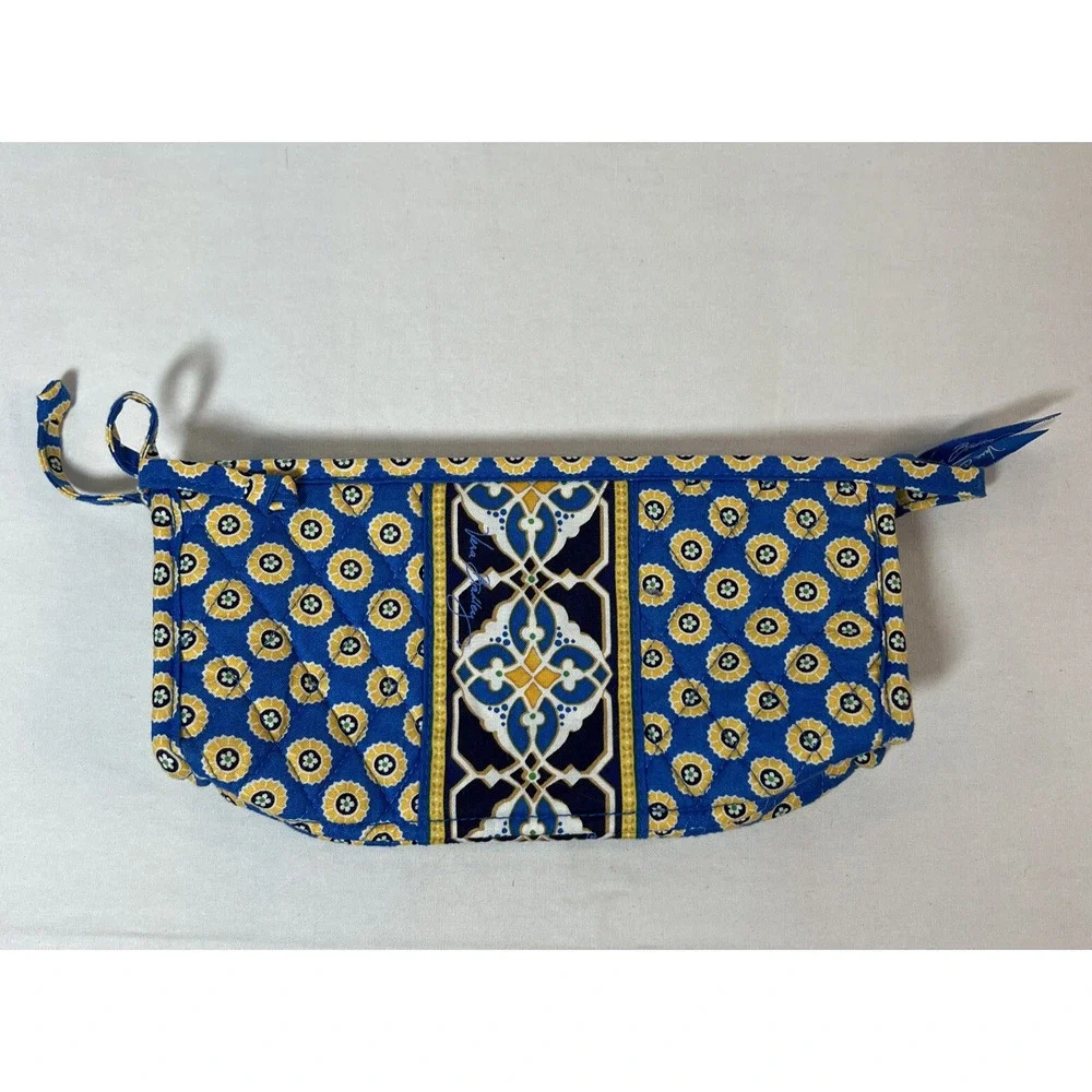 Vera‎ Bradley Riviera Blue Small Bow Zip Cosmetic Bag Retired 2008